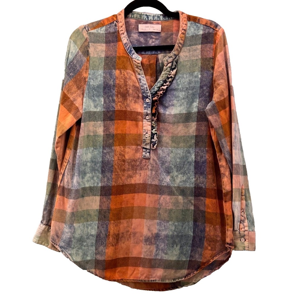 Isabella Sinclair Tunic Top Small Plaid Grunge‎ Popover